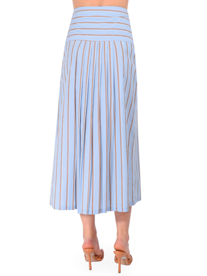LEON & HARPER Joyau Stripe Skirt in Sky Back View 