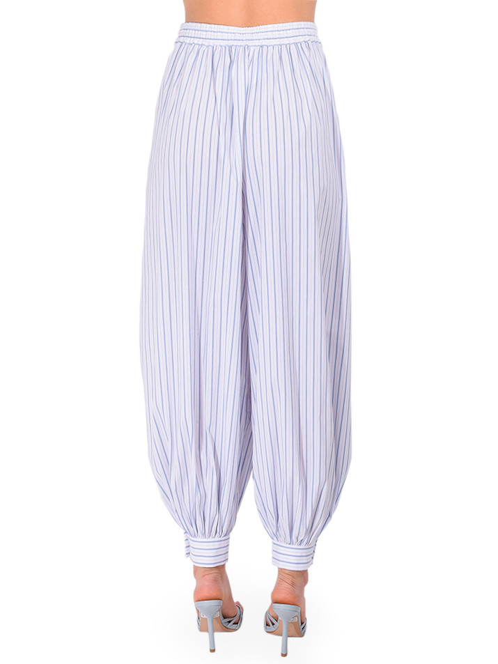 CINQ À SEPT Leo Stripe Verne Pants in White/Blue Back View 