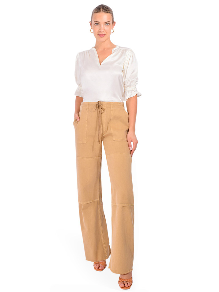 CINQ À SEPT Split Neck Fiona Top in Ivory Full Outfit 