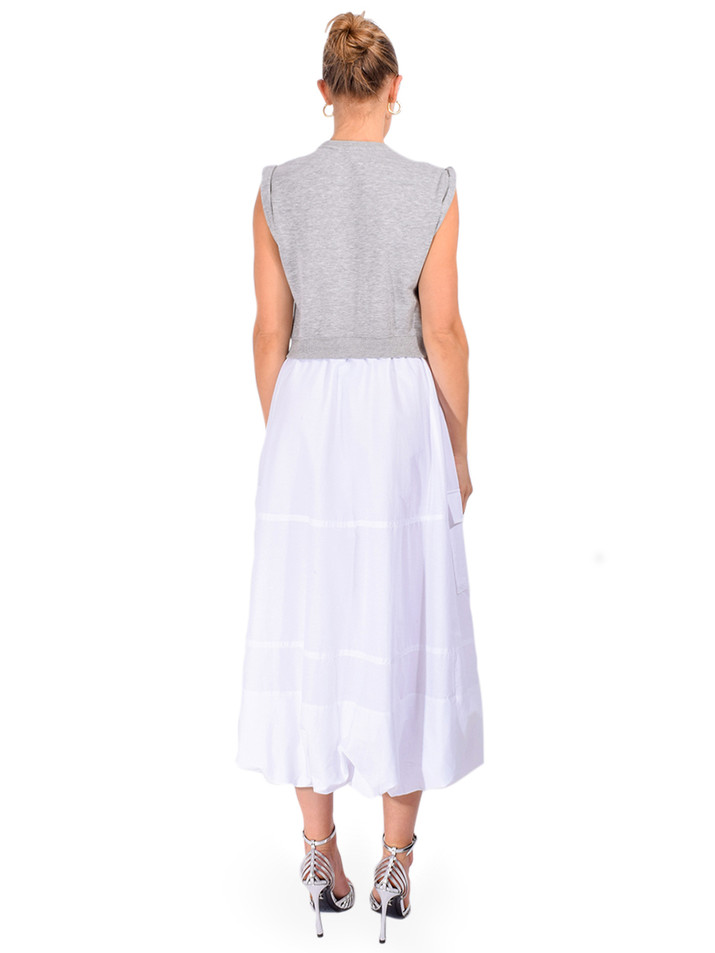 CINQ À SEPT Parker Dress in Gray/White Back View 
