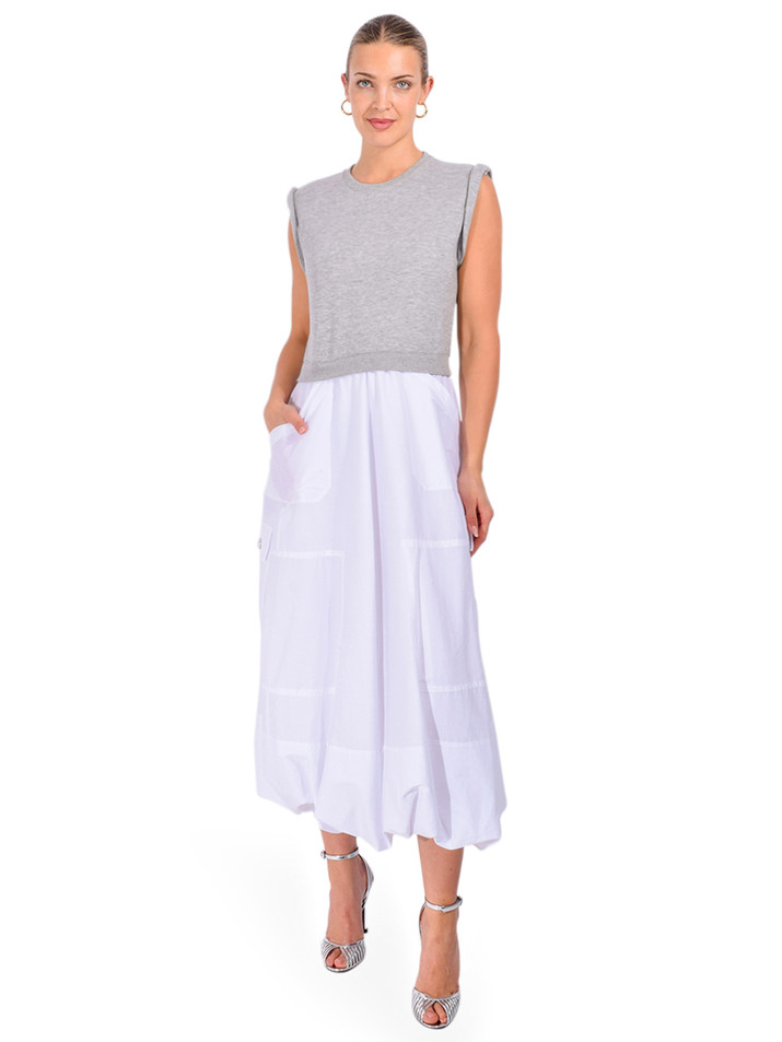 CINQ À SEPT Parker Dress in Gray/White Front View 1