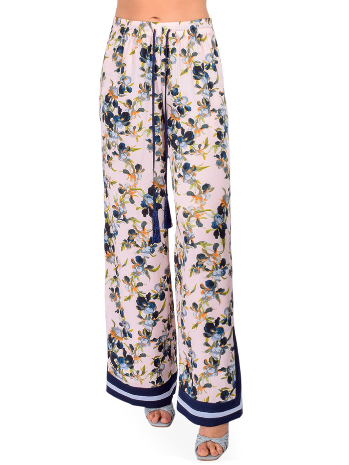 CINQ À SEPT Trailing Iris Asher Pant in Blue Floral Front View 
