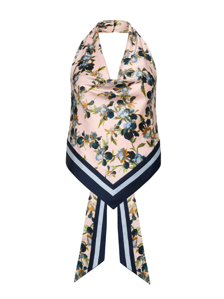 CINQ À SEPT Trailing Iris Asher Top in Blue Floral Product Shot 