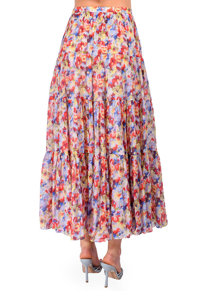 CINQ À SEPT Wildflower Bunch Harper Skirt in Multi Back View 
