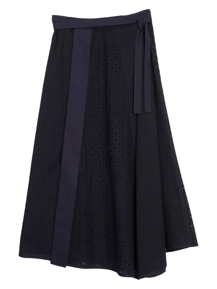 3.1 PHILLIP LIM Broderie Anglaise Patchwork Midi Skirt in Midnight Product Shot 