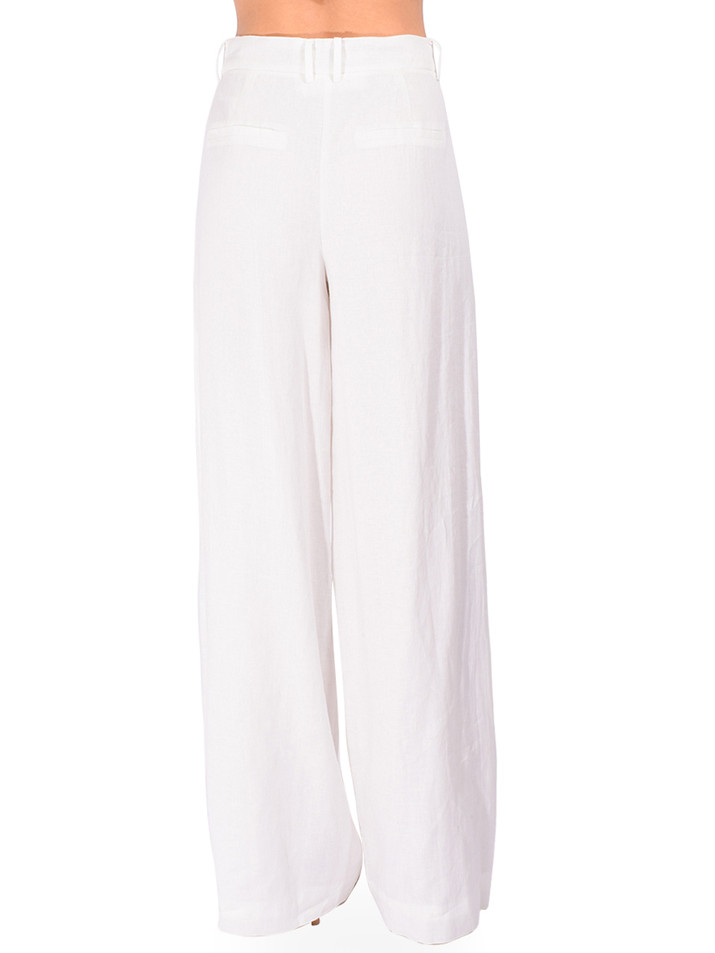 KARINA GRIMALDI Aven Linen Pants in White Back View 