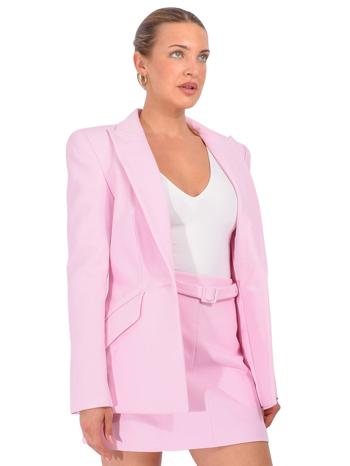 SANS FAFF Sloan Structured Blazer in Blush Pink Side View 
