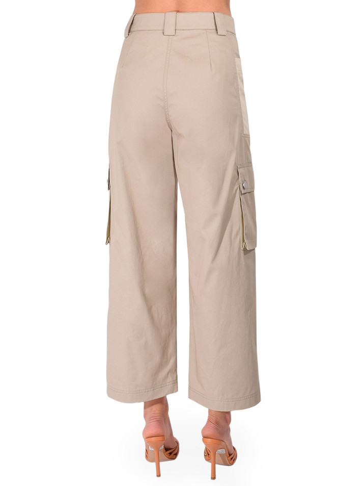 3.1 PHILLIP LIM Two-Toned Cropped Cargo Pants in Khaki-Birch Back View 