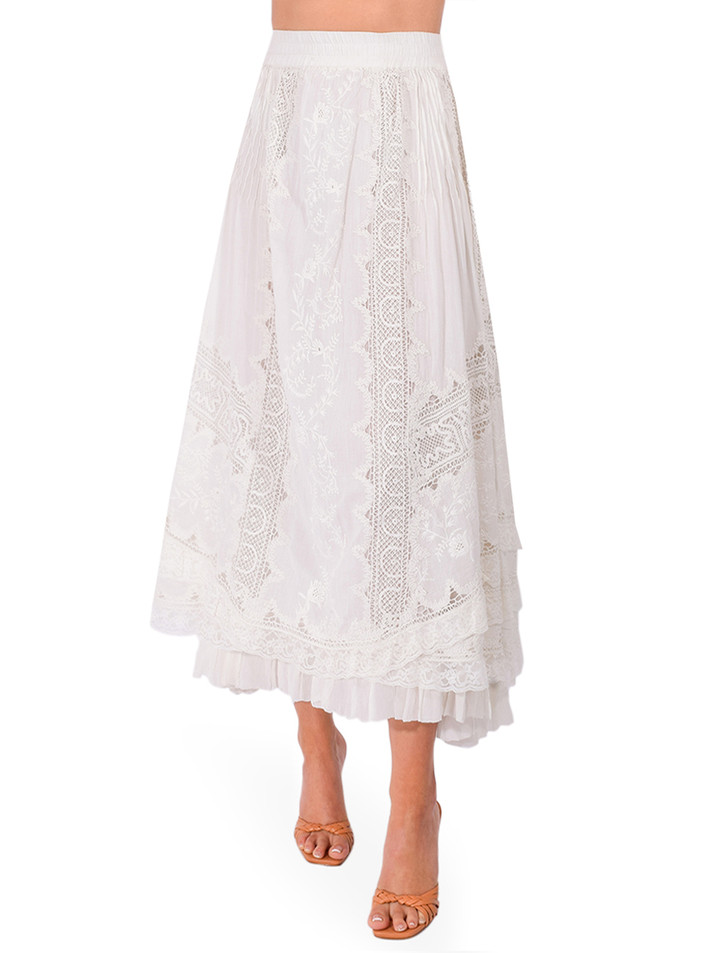 LOVE THE LABEL Marlow Skirt in Ivory Front View 