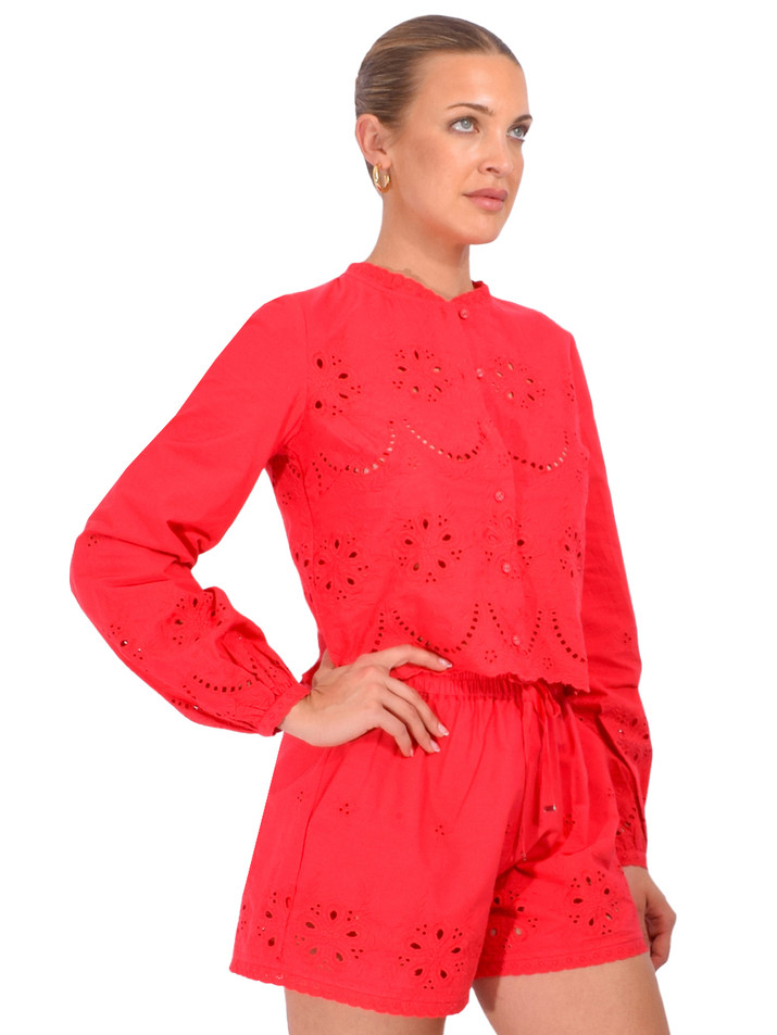 CAMI NYC Kalena Blouse in Red Side View 