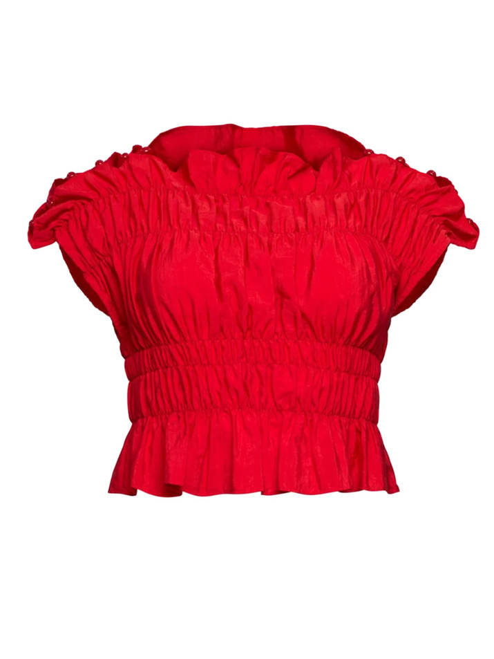 CINQ À SEPT Evalina Top in Red Product Shot 