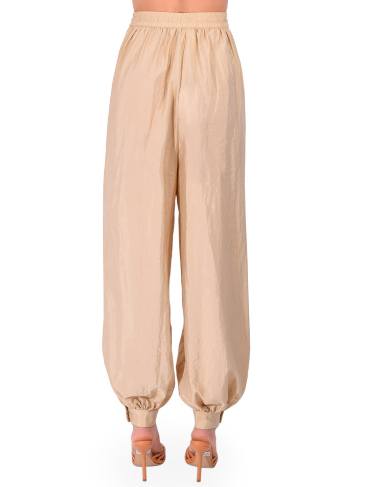 CINQ À SEPT Verne Tumbled Woven Balloon Pants in Khaki Back View 