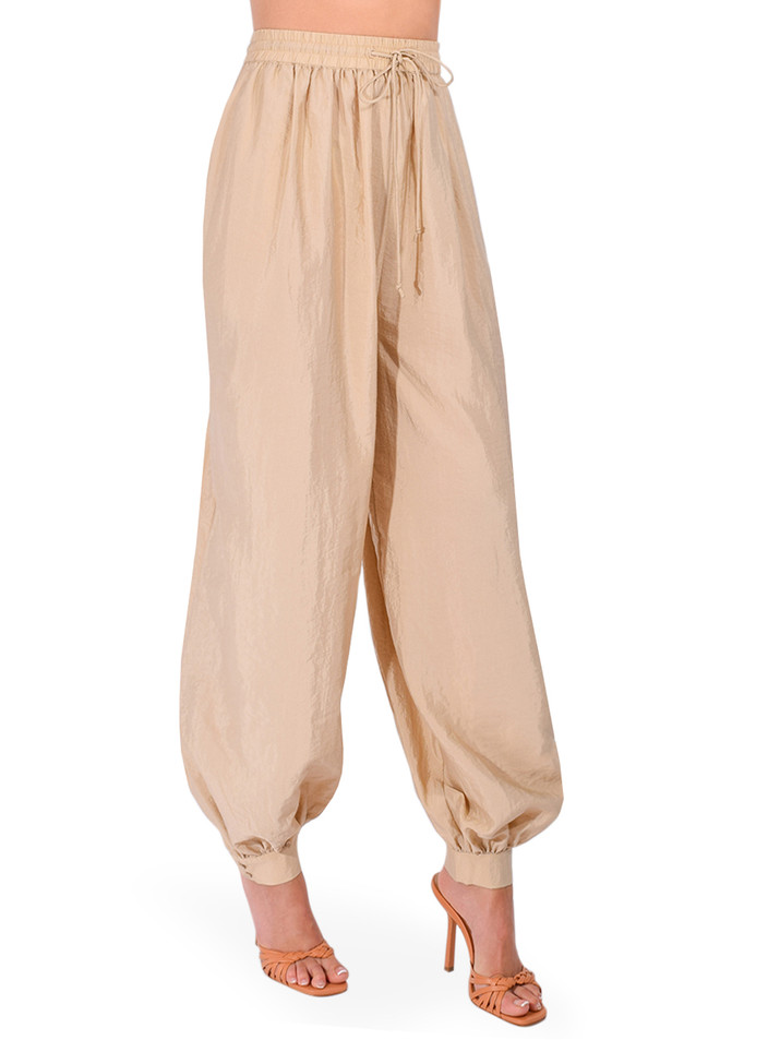 CINQ À SEPT Verne Tumbled Woven Balloon Pants in Khaki Side View 