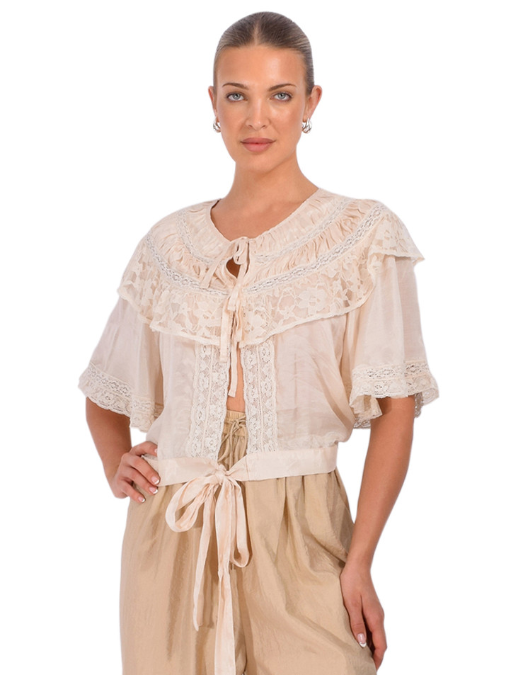 THE NEW SOCIETY Ammi Blouse in Ecru Front View 