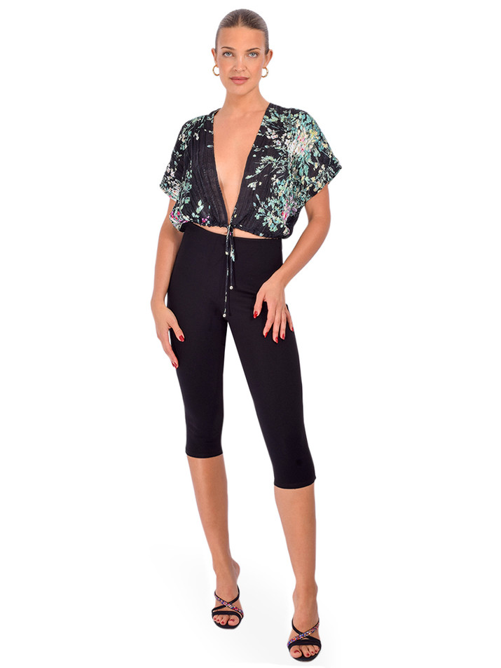 SABINA MUSAYEV Jana Top in Black Print Full Outfit 1