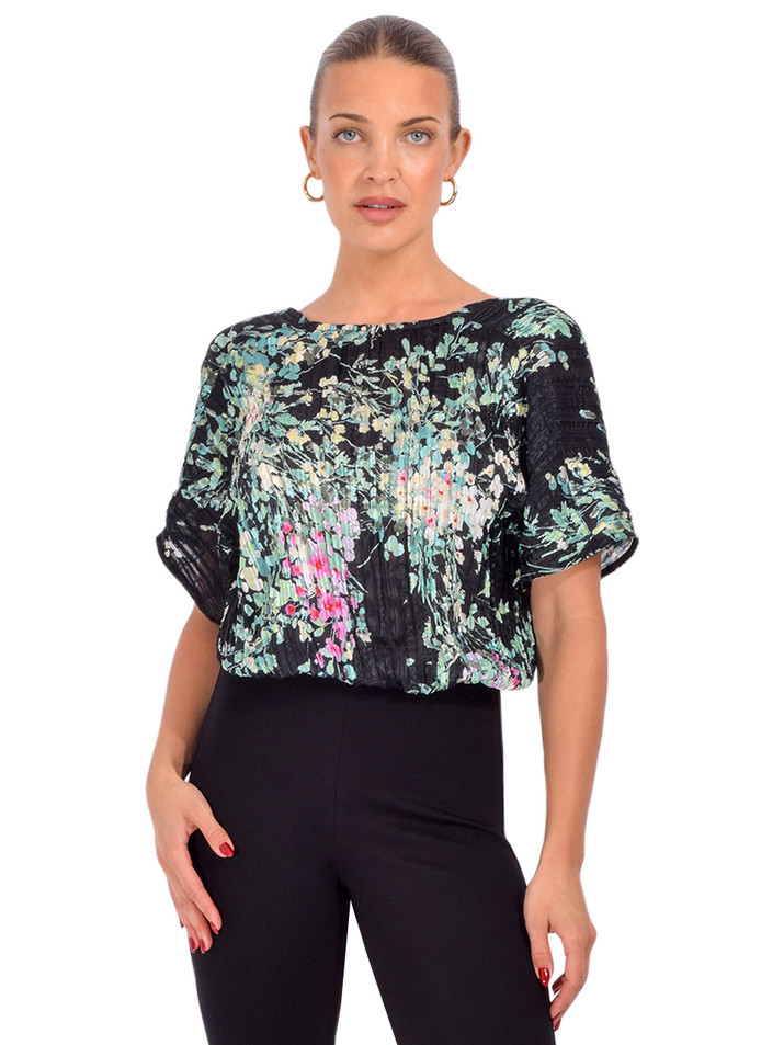 SABINA MUSAYEV Jana Top in Black Print Front View 