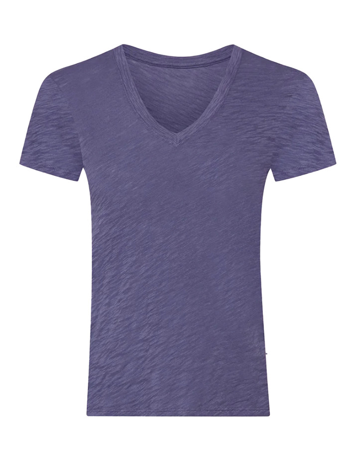 ATM Slub Jersey Schoolboy V‑Neck Tee in Dusk Blue Product Shot 