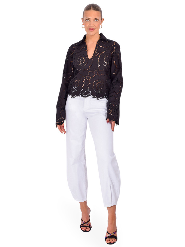 CISSA The Victorian Blouse in Black Venetian Embroidery Full Outfit 