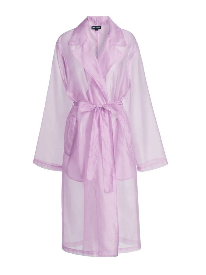 LAMARQUE Talise Sheer Organza Trench Coat in Lilac Product Shot

