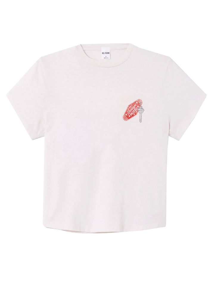 RE/DONE 1950's Starlight Motel Boxy Tee in White Product Shot 

