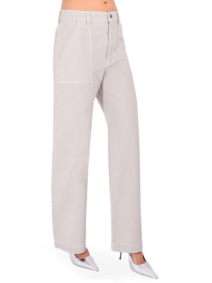 FRAME The Bow Cargo Jean in Flax Side View 