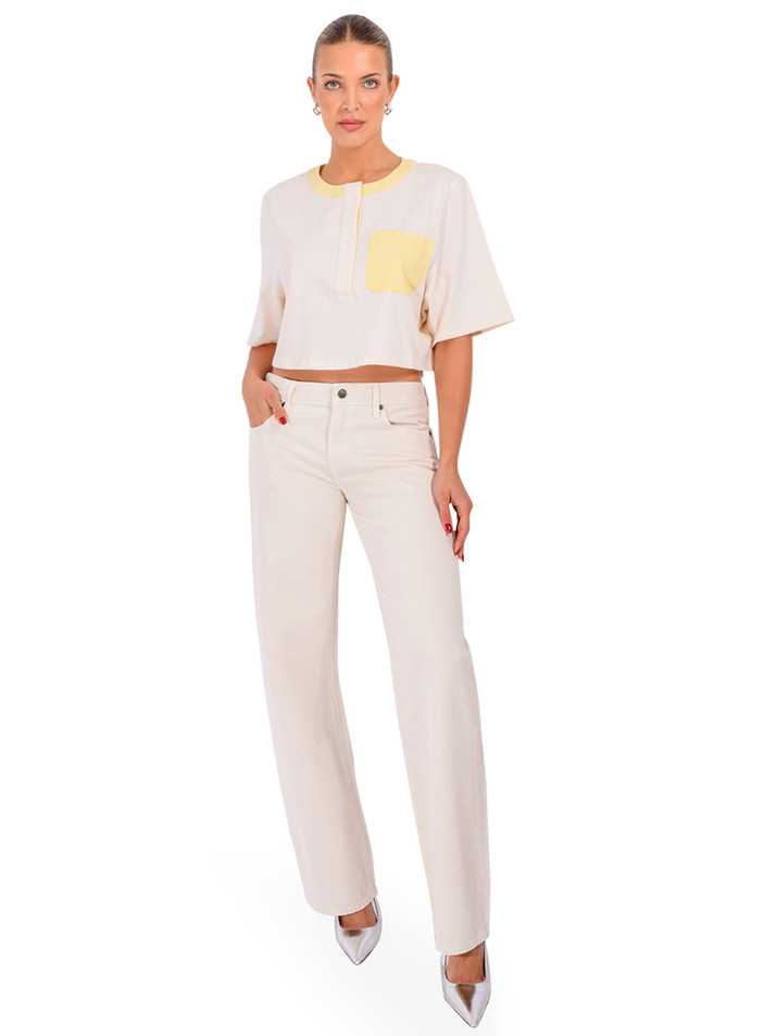 FRAME The Bodega Tee in Lemon Multi Full Outfit 