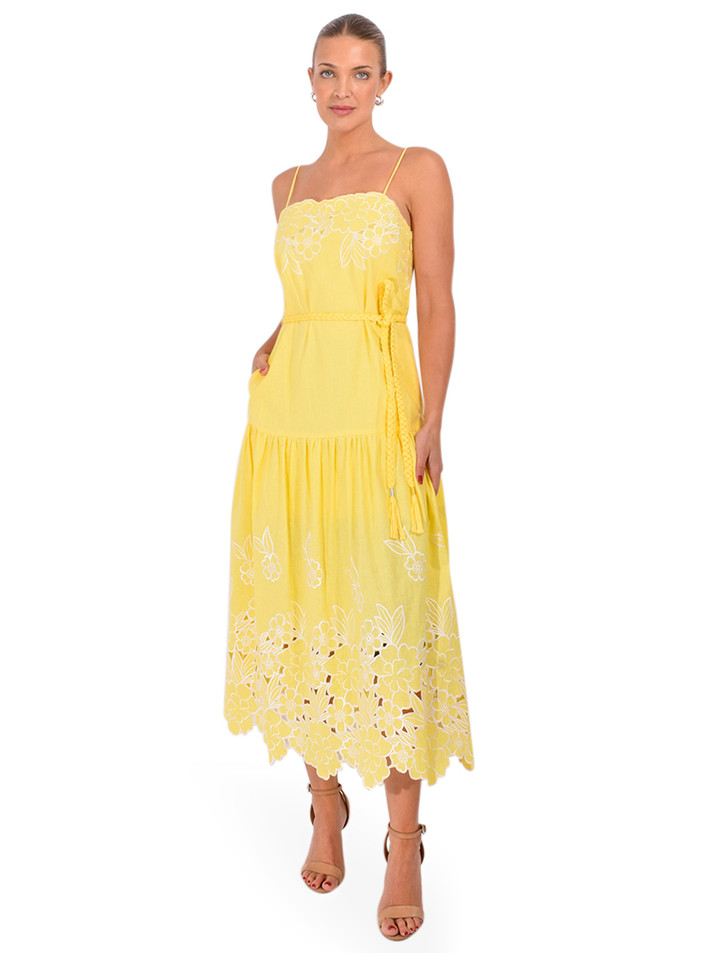 CHRISTY LYNN Avery Dress in Lemon Magnolia Front View 1