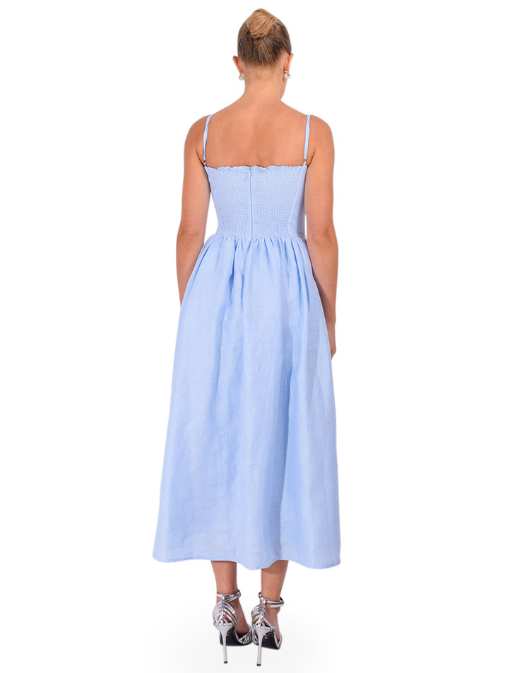 PRIME OF LIME Catalina Dress in Celeste Blue Back View 