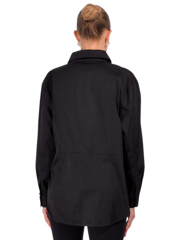 PRIME OF LIME Ana Button Down Shirt in Black Back View 
