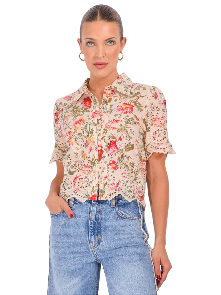 LOVE THE LABEL Abigail Top in Tiffany Floral Print Front View 