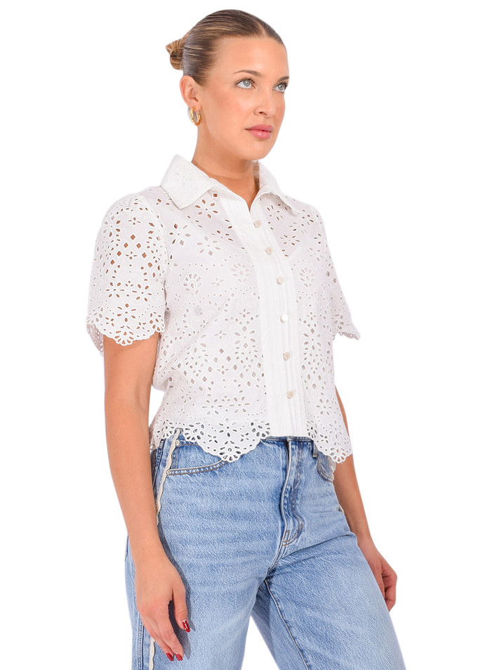 LOVE THE LABEL Abigail Top in Bright White Side View 