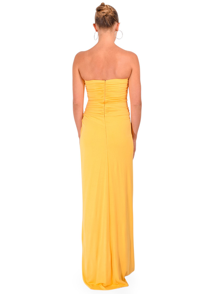 SIMKHAI Emma Strapless Bustier Gown in Mango Back View 