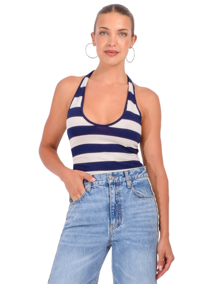 SER.O.YA Danie Tank in Navy Stripe Front View