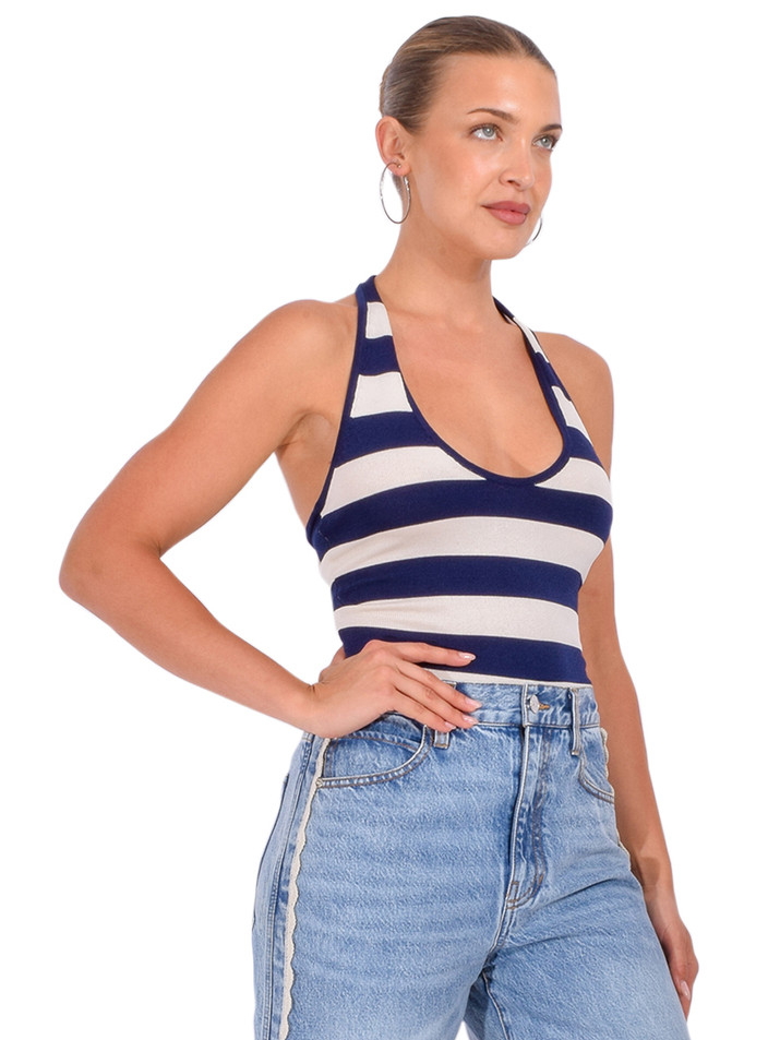 SER.O.YA Danie Tank in Navy Stripe Side View 