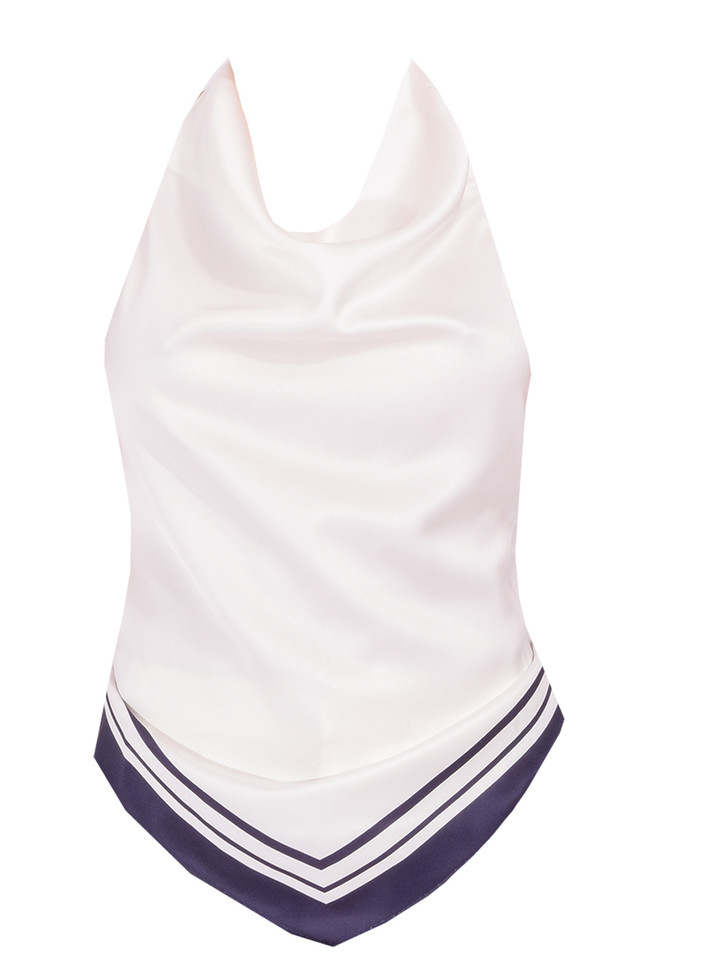 SER.O.YA Nicola Top in White & Navy Product Shot 