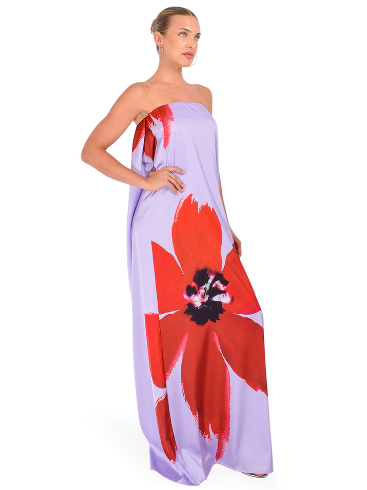 ALBERTO AUDENINO Gilda Lilla Print Dress in Purple Side View 