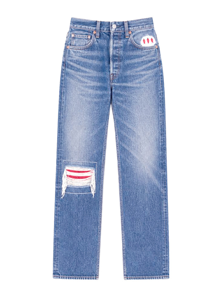 RE/DONE Levi's Bandana Boyfriend Jean in Indigo Multi