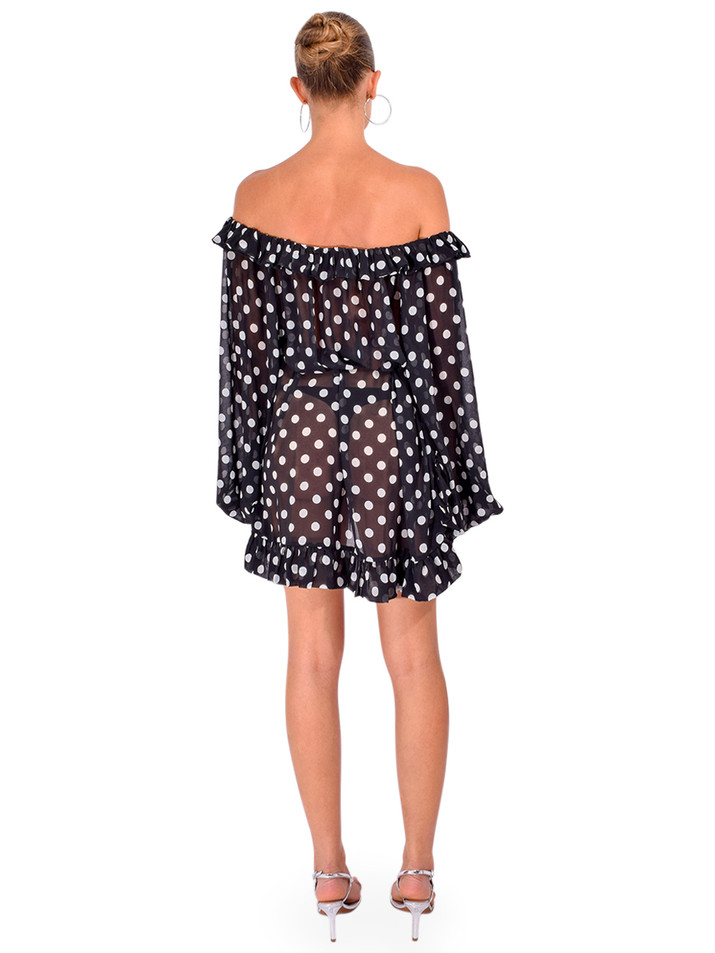 CAROLINE CONSTAS Cosima Mini Cover-Up in Polka Dot Back View 