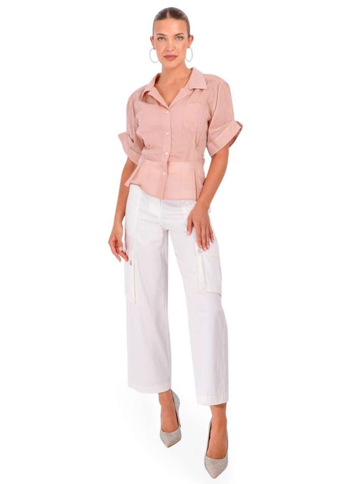 CISSA Sheer Breeze Blouse in Blush Full Outfit 