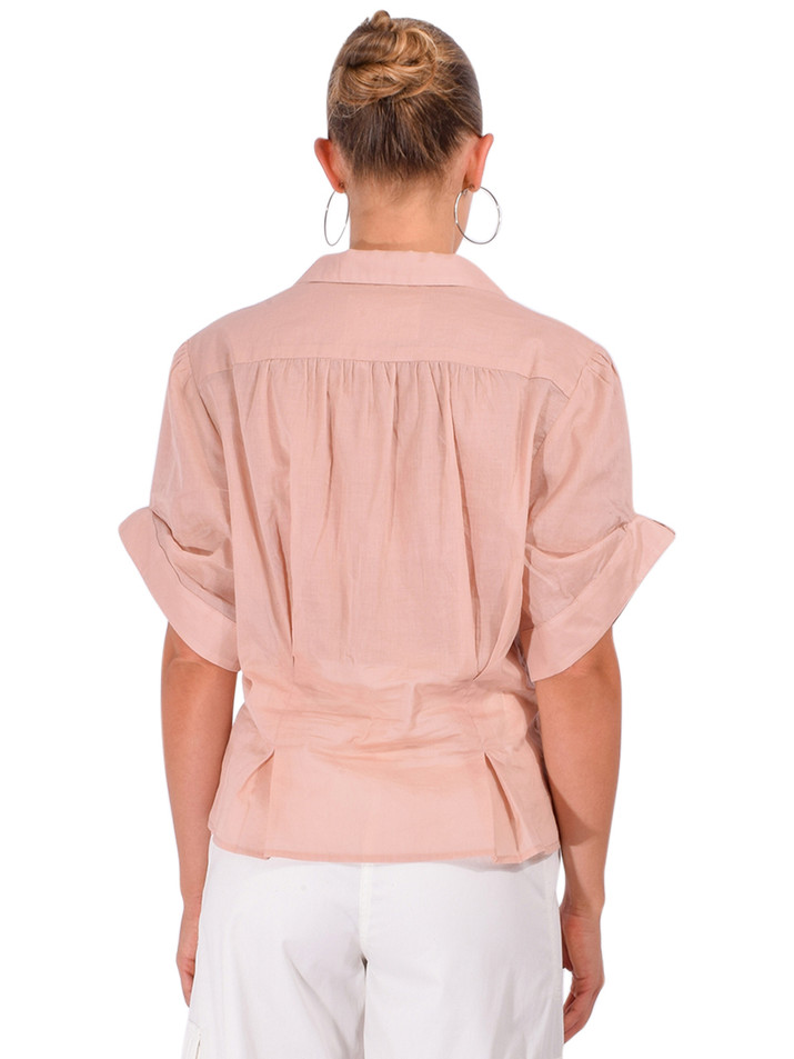 CISSA Sheer Breeze Blouse in Blush Back View 