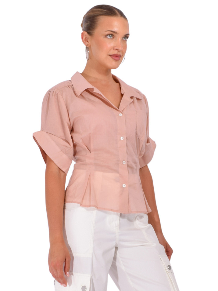 CISSA Sheer Breeze Blouse in Blush Side View 