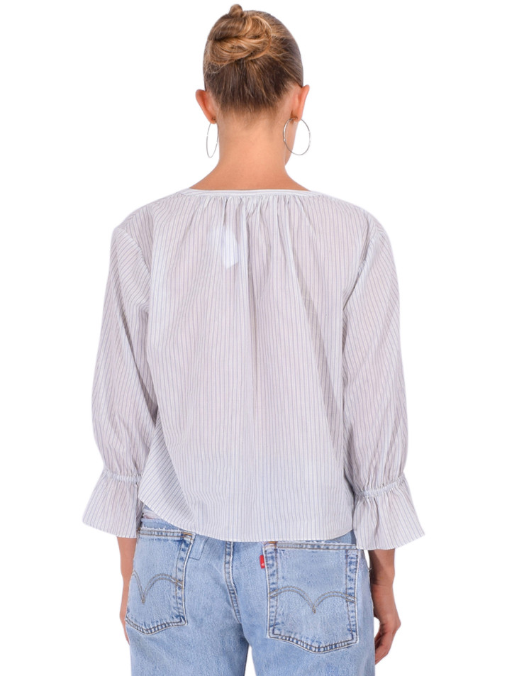 FRAME The Poet Blouse in Ocean Blue Multi Back View 