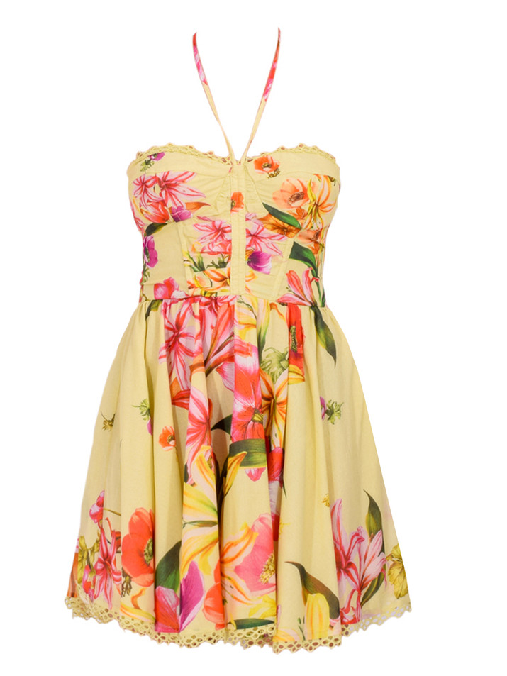 CHARO RUIZ Dahlia Short Dress in Yellow Bliss Product Shot 

