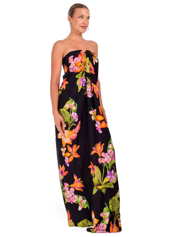ROCOCO SAND Posy Strapless Maxi Dress in Black Side View 