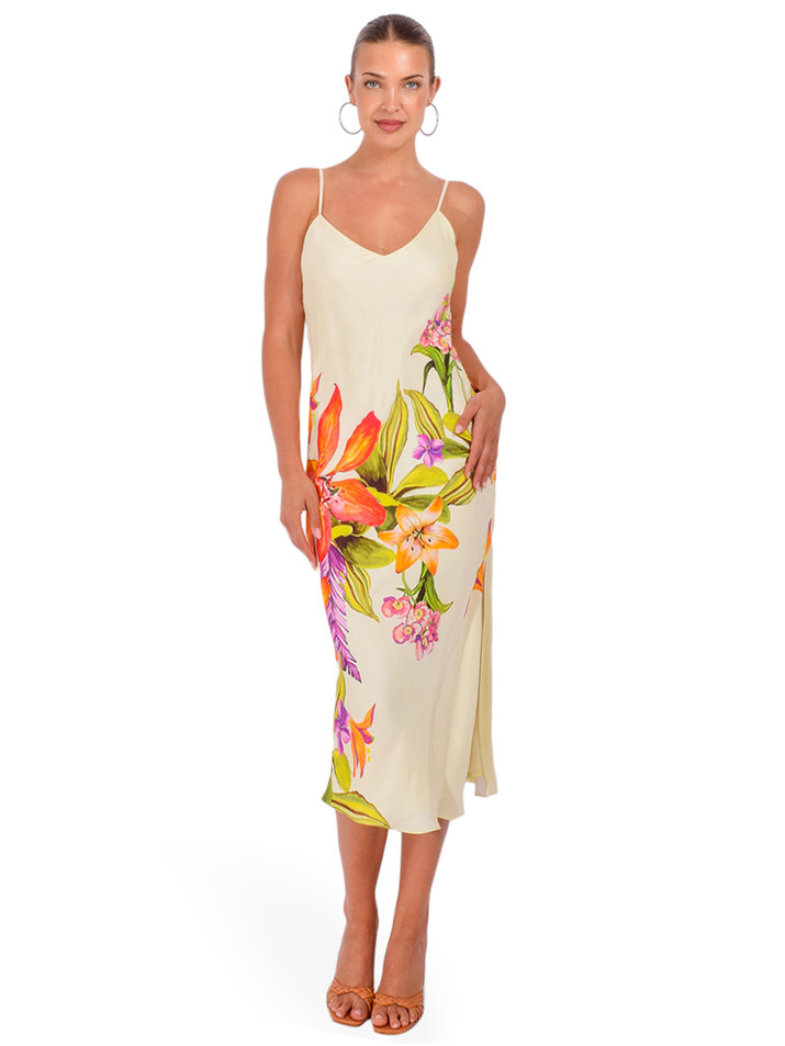 ROCOCO SAND Dior Strappy Midi Dress in Cream Front View 2