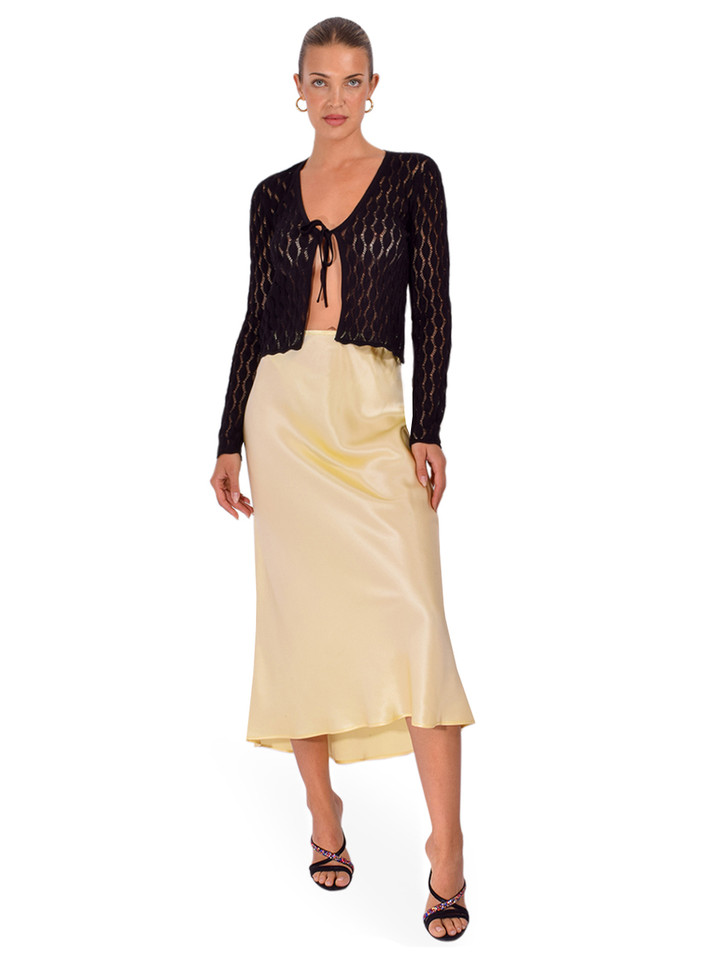 STAVII Silk Bias Midi Skirt in Butter Full Outfit 