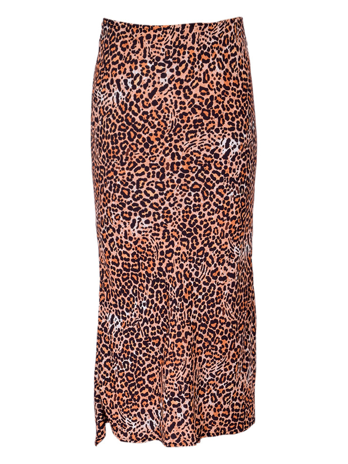 STAVII Bias Skirt in Leopard Print