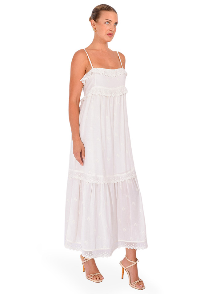 BA&SH Penny Dress in Ecru Side View 
