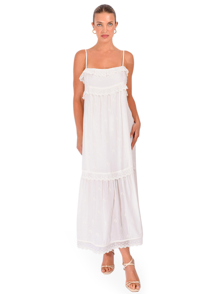 BA&SH Penny Dress in Ecru Front View 2