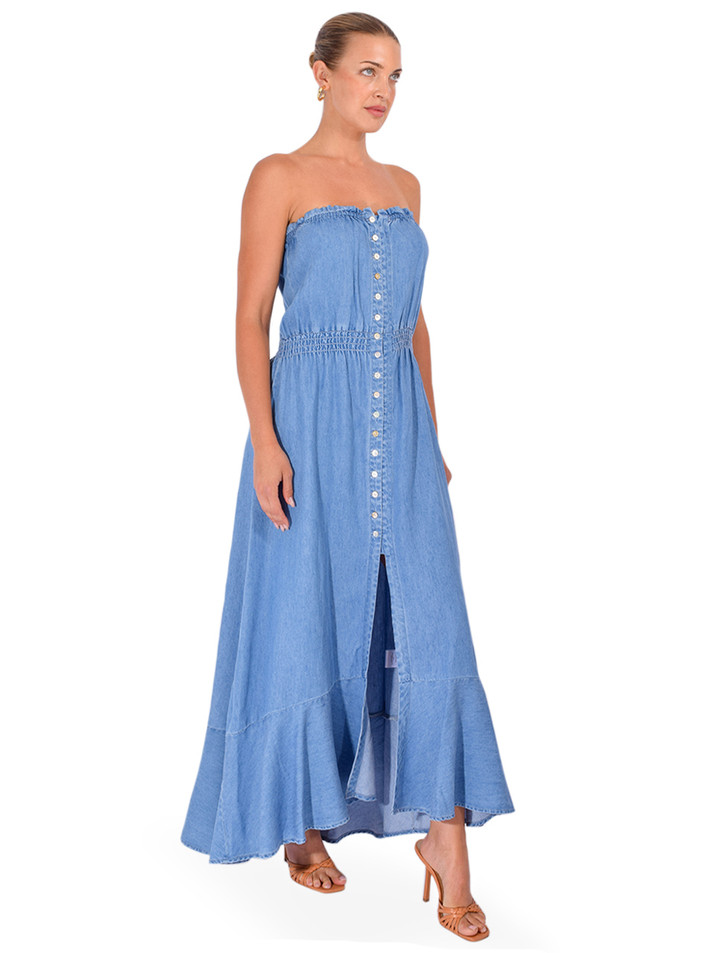 DREW Andy Strapless Dress in Bleach Side View 
